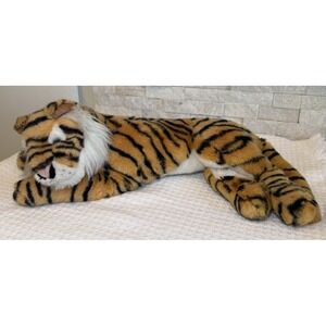 Pier 1 Imports Lg Tiger Plush Laying 24" Realistic Stuffed Animal Jungle Decor